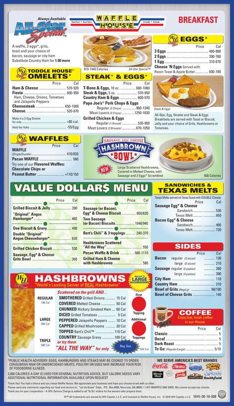 Waffle House full menu with prices 2026