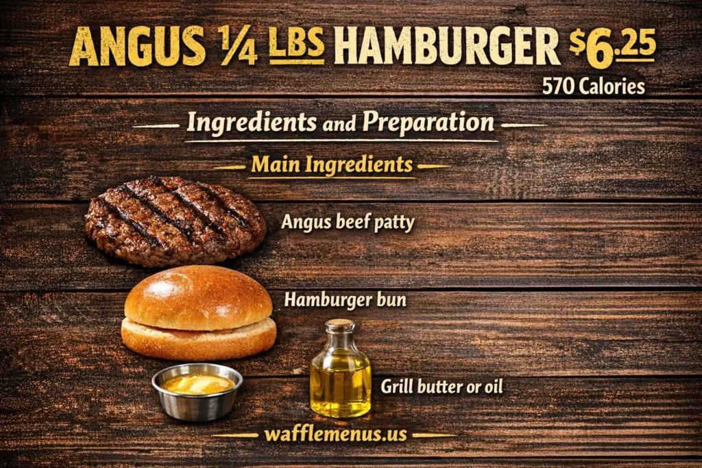 ANGUS 1/4 LBS HAMBURGER $6.25 | 570 Calories
