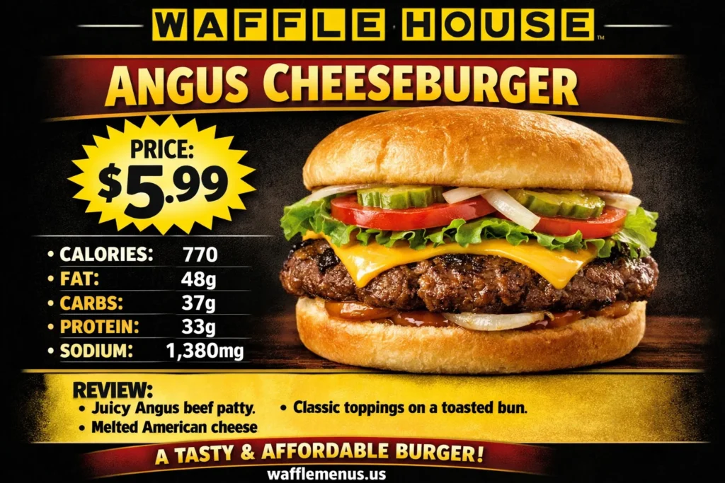 Angus Cheeseburger at Waffle House Price, Calories, Nutrition & Review (2026)
