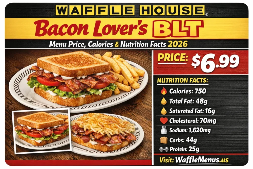 Bacon Lovers BLT Waffle House Menu Price, Calories & Nutrition Facts 2026