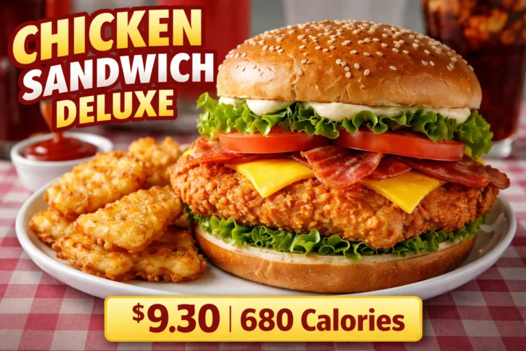 Chicken Sandwich Deluxe with Hashbrowns