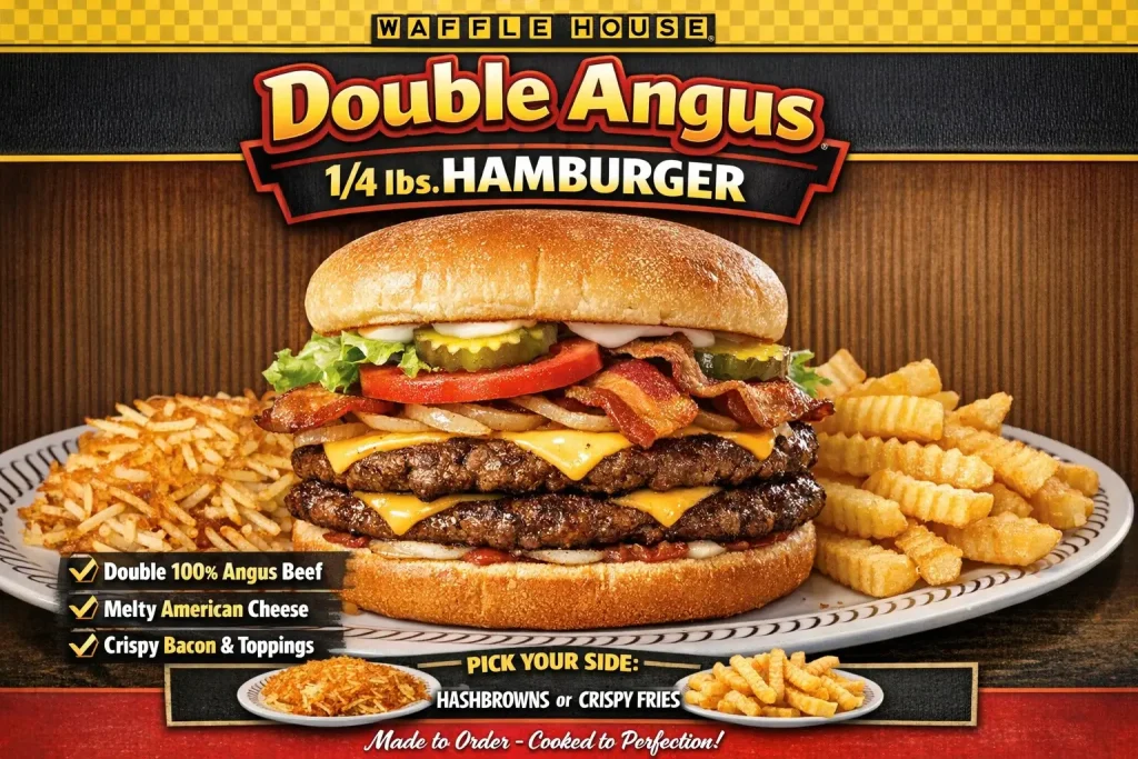 Waffle House Double Angus 1/4 lbs Hamburger Menu Price