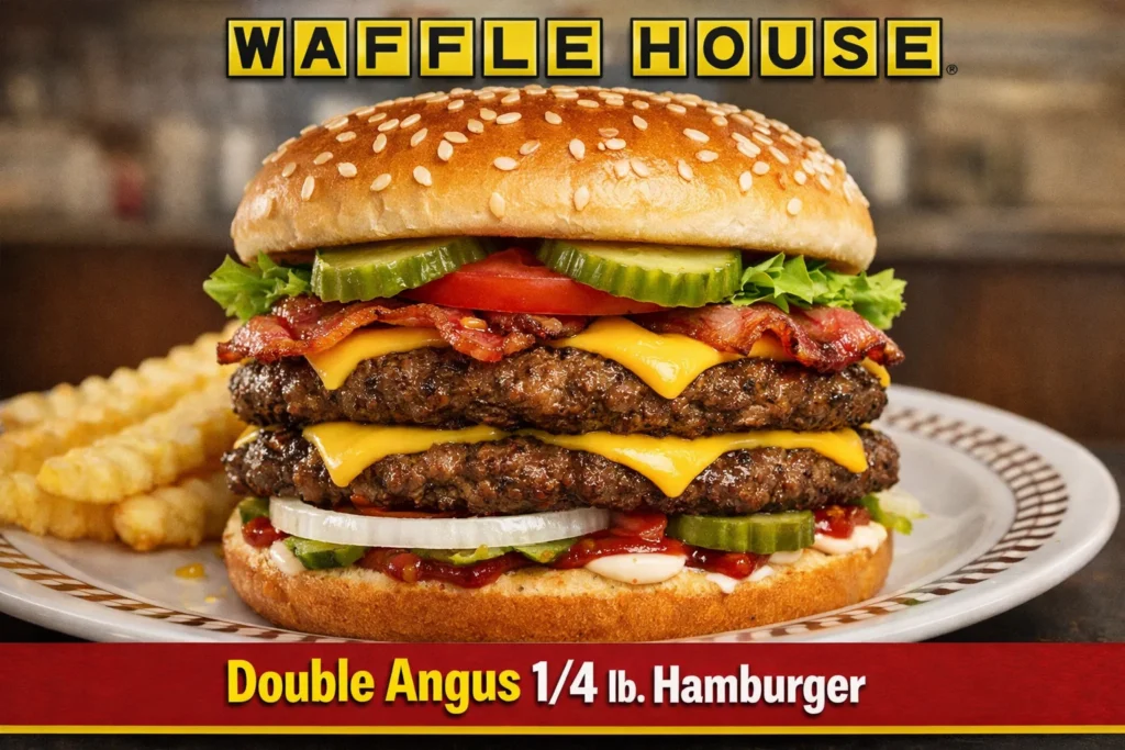 Double Angus 1/4 lbs Hamburger at Waffle House