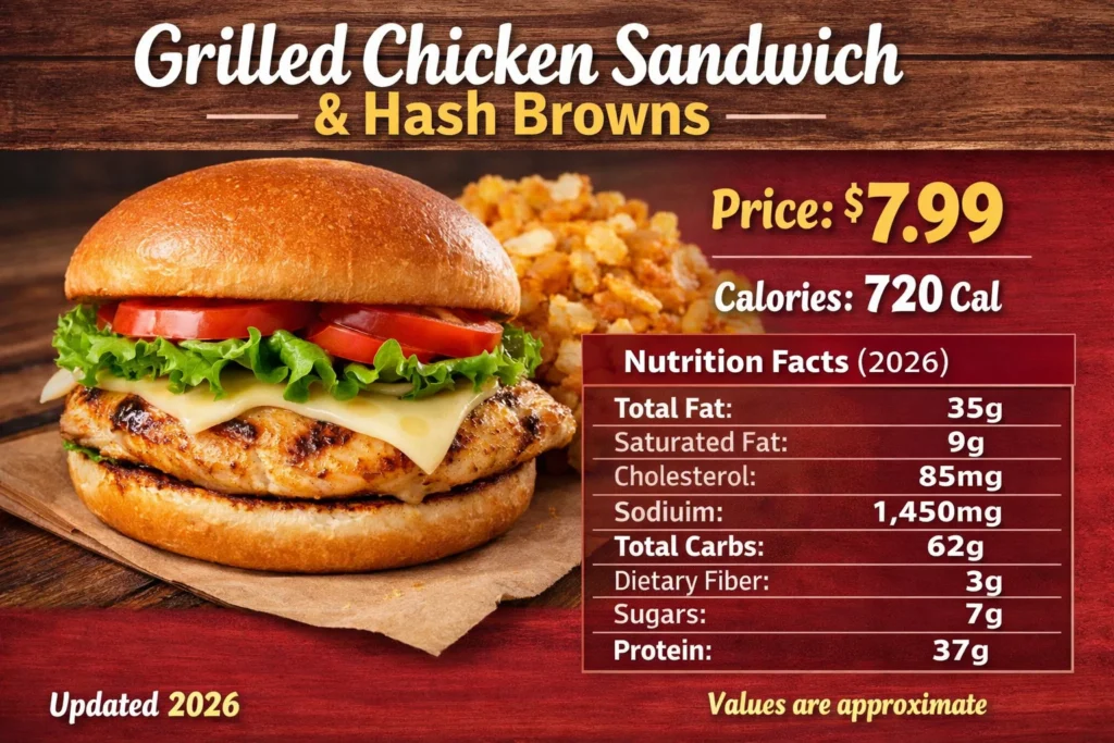 Grilled Chicken Sandwich with Hashbrowns