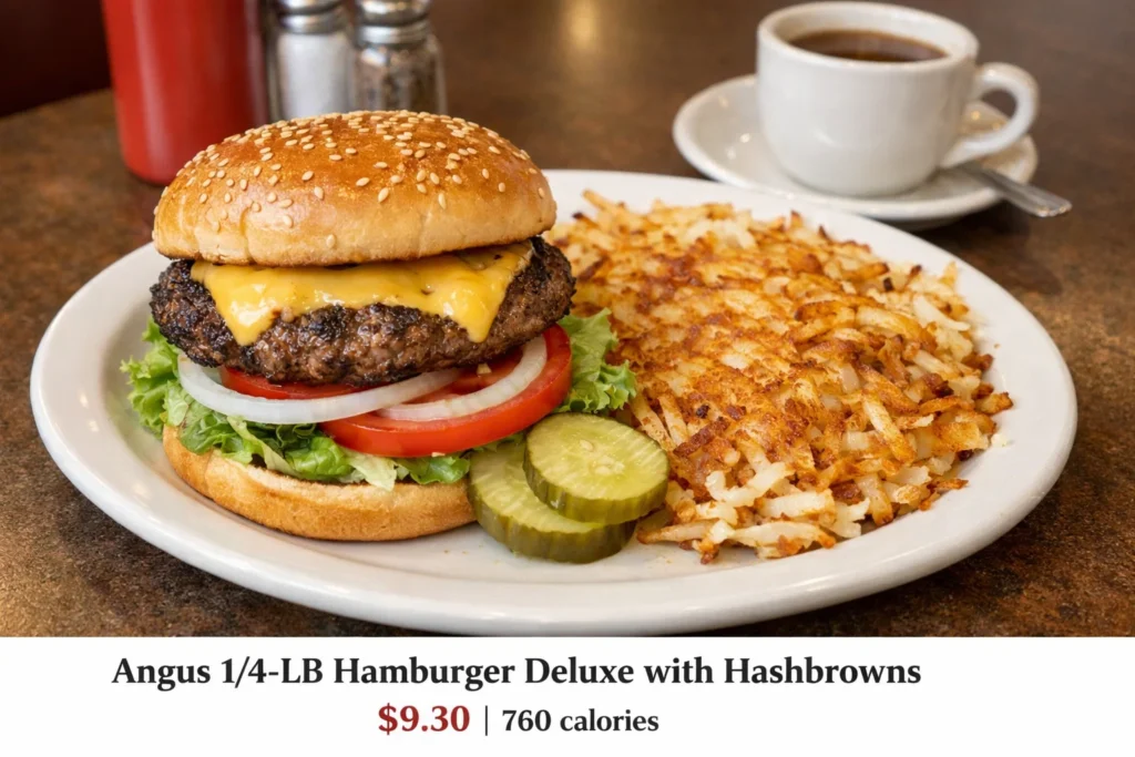 ANGUS 1/4-LB HAMBURGER DELUXE WITH HASHBROWNS
