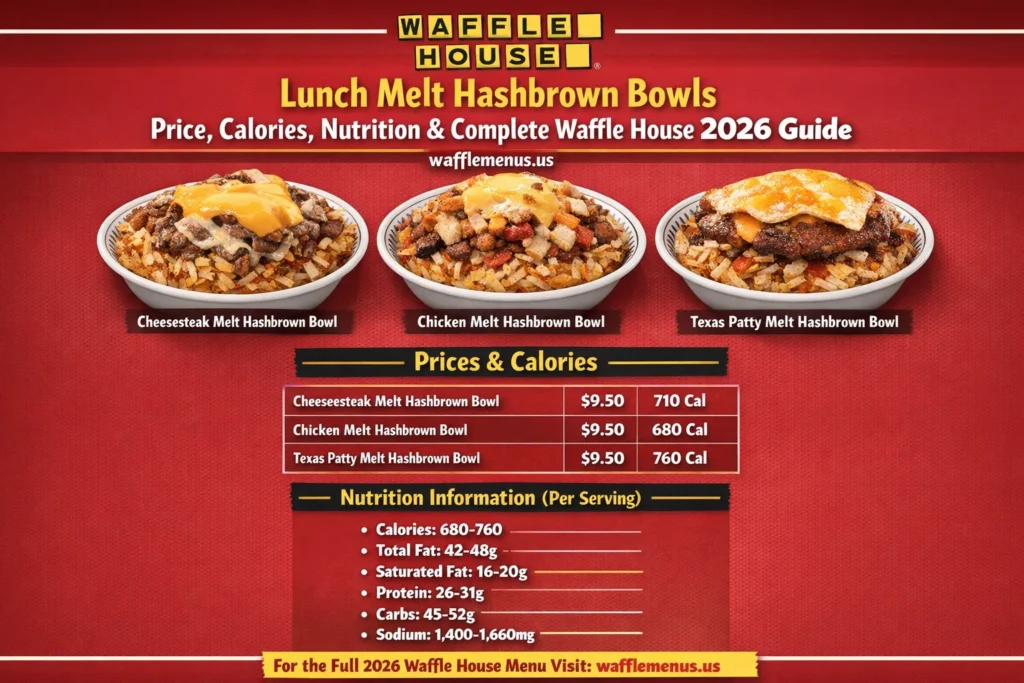 Lunch Melt Hashbrown Bowls Price, Calories, Nutrition & Complete Waffle House 2026 Guide