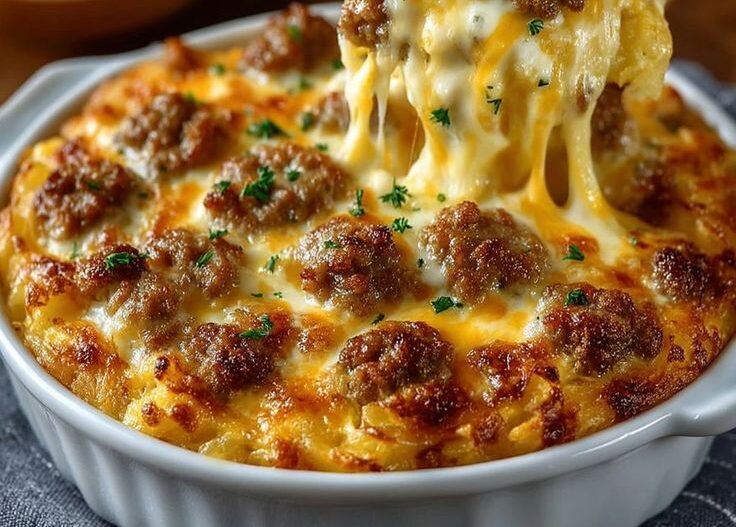 Sausage Egg and Cheese Hashbrown Bowl