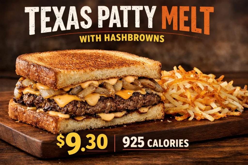 TEXAS PATTY MELT WITH HASHBROWNS with Updated Prices 2026