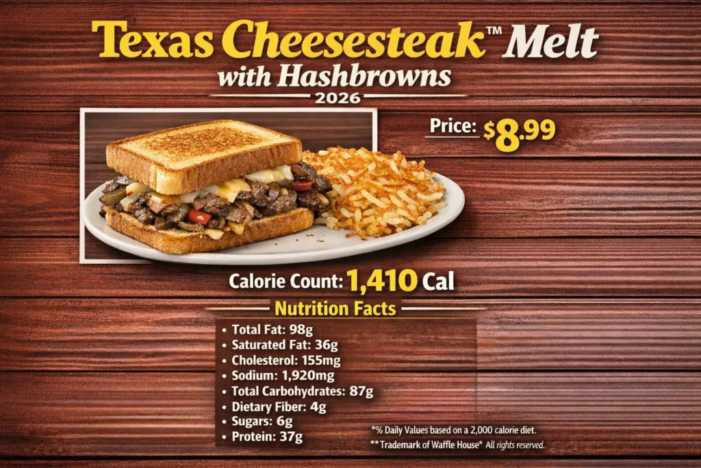 Texas Cheesesteak™ Melt with Hashbrowns Price, Calories & Nutrition 2026