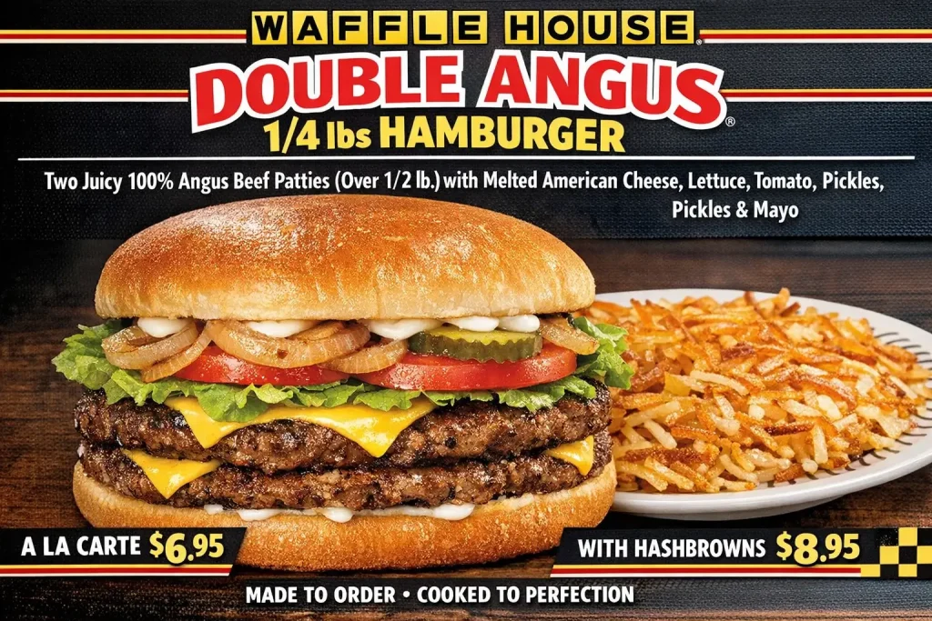 Waffle House Double Angus 1/4 lbs Hamburger Menu Price