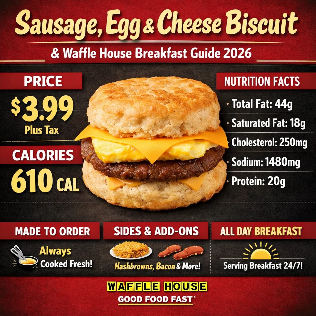 Sausage, Egg and Cheese Biscuit Price, Calories and Waffle House Breakfast Guide 2026