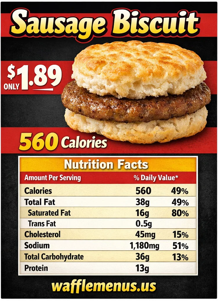 Sausage Biscuit Price, Calories, Nutrition & Full Waffle House Breakfast Guide 2026