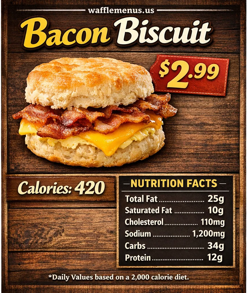 Bacon Biscuit Price, Calories, Nutrition & Full Waffle House Breakfast Guide 2026