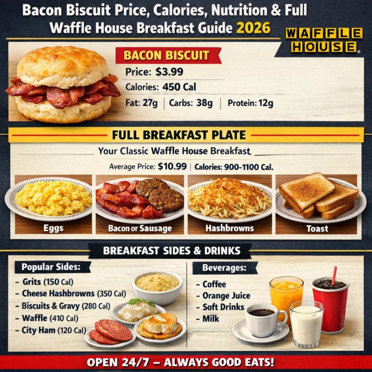 Bacon Biscuit Price, Calories, Nutrition & Full Waffle House Breakfast Guide 2026