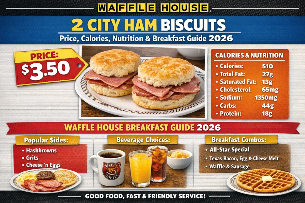 2 City Ham Biscuits Price, Calories, Nutrition & Waffle House Breakfast Guide 2026