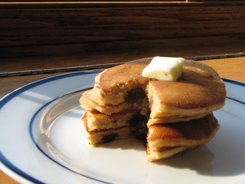 Peanut Butter Waffles with Chocolate Chips