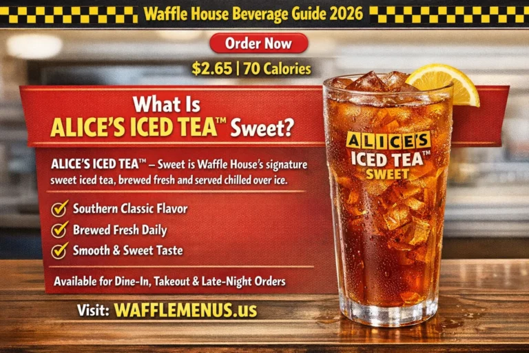 ALICE’S ICED TEA™ Sweet Price, Calories, Nutrition and Complete Waffle House Beverage Guide