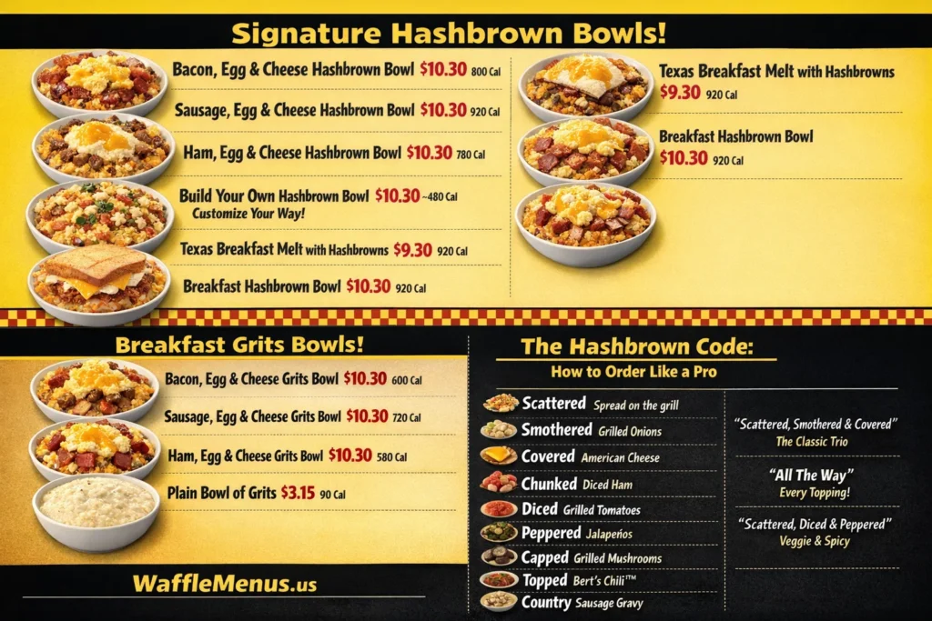Waffle House Breakfast Bowls with Updated Price