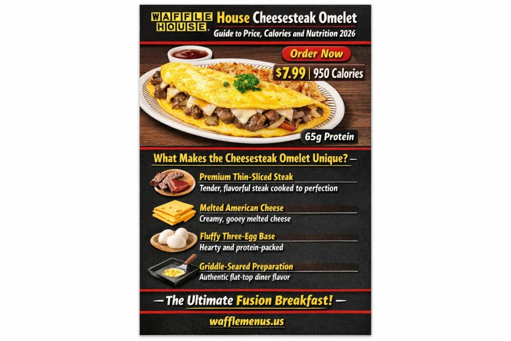 Waffle House Cheesesteak Omelet Guide to Price, Calories and Nutrition