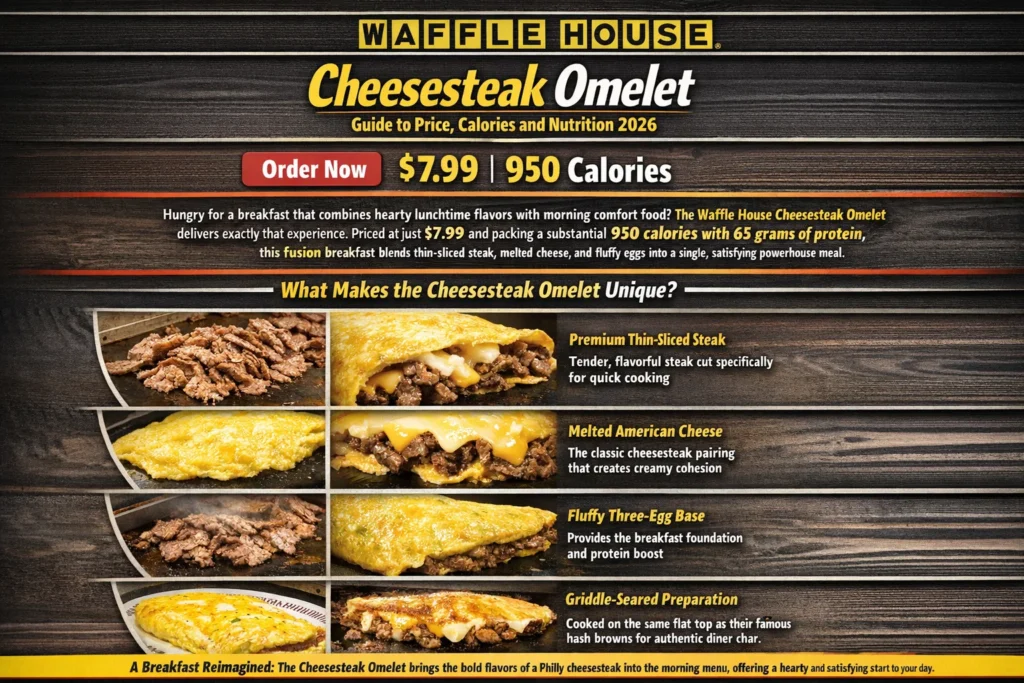 Waffle House Cheesesteak Omelet Guide to Price, Calories and Nutrition