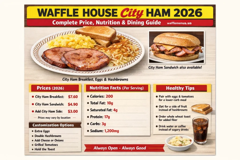 Waffle House City Ham Complete Price, Nutrition & Dining Guide