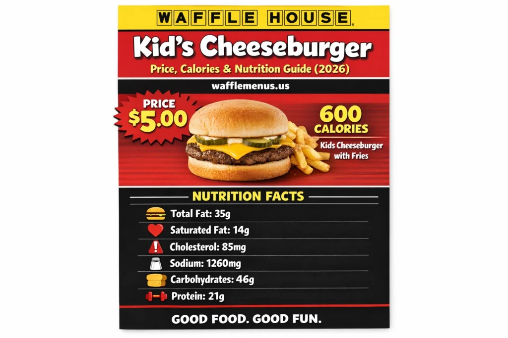 Waffle House Kid’s Cheeseburger Price, Calories and Nutrition Guide