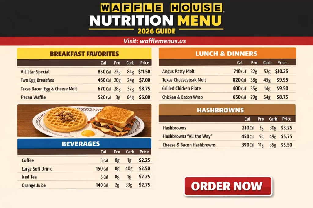 Waffle House Nutrition Menu