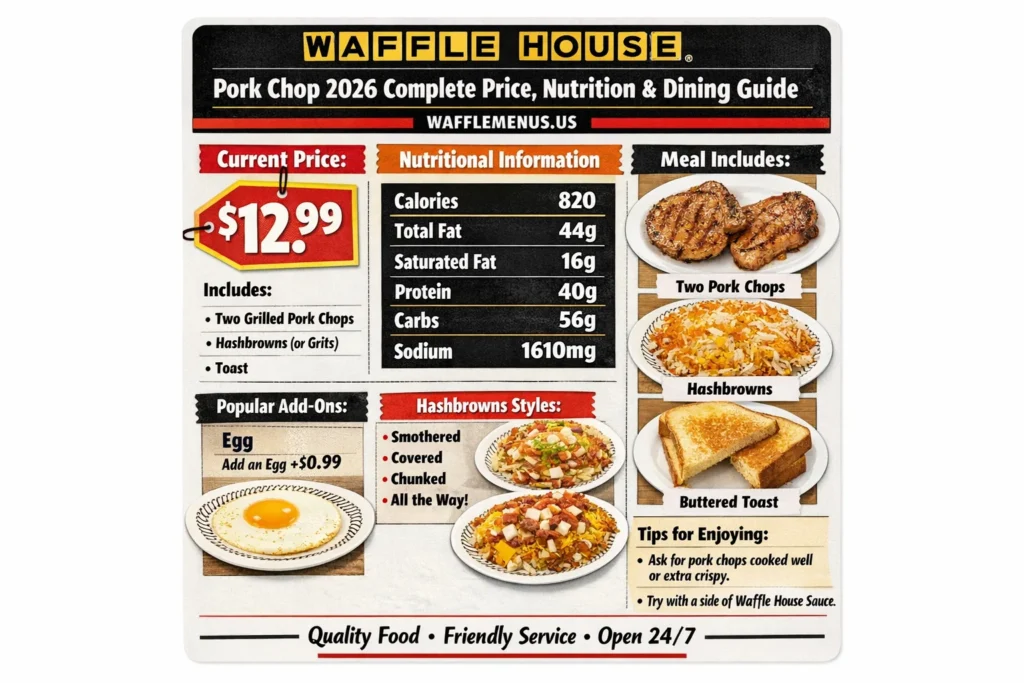Waffle House Pork Chop Price, Nutrition & Dining Guide