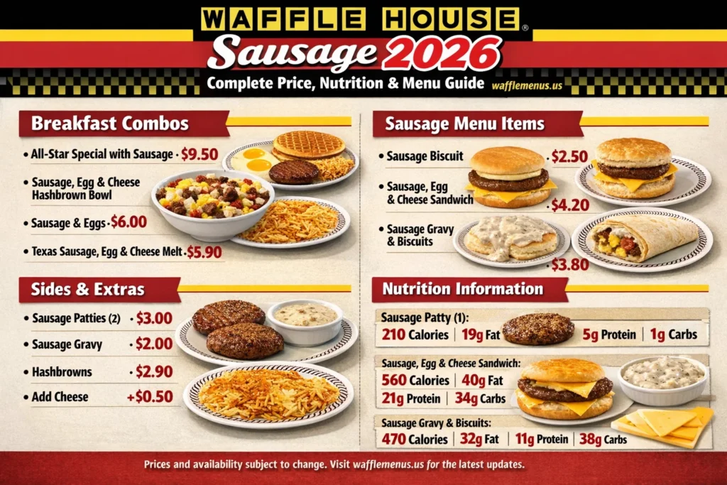 Waffle House Sausage Complete Price, Nutrition & Menu Guide