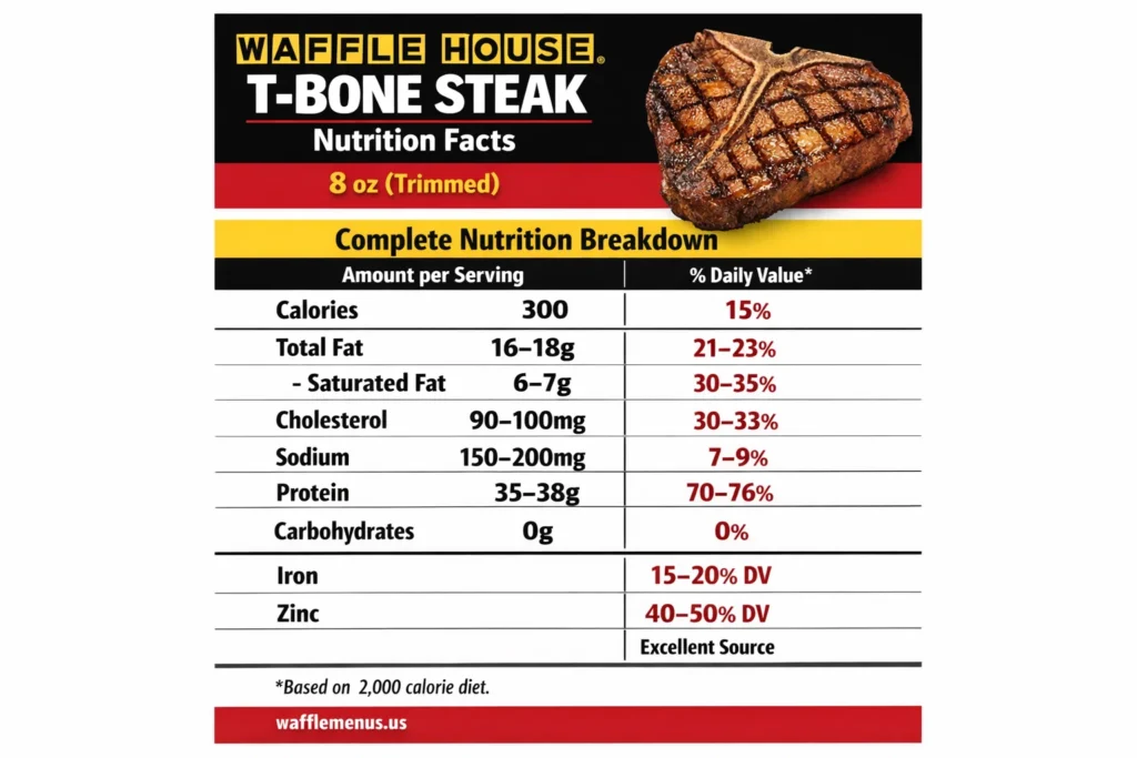 Waffle House T-Bone Steak Complete Price, Nutrition & Dining Guide