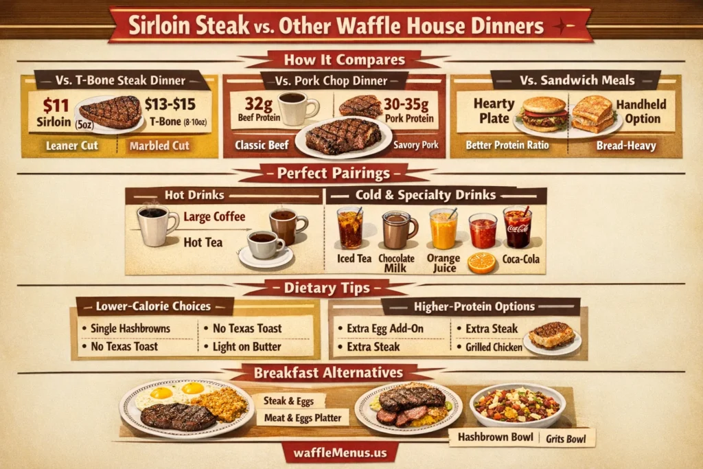 Sirloin Steak Dinner with calories and prices
