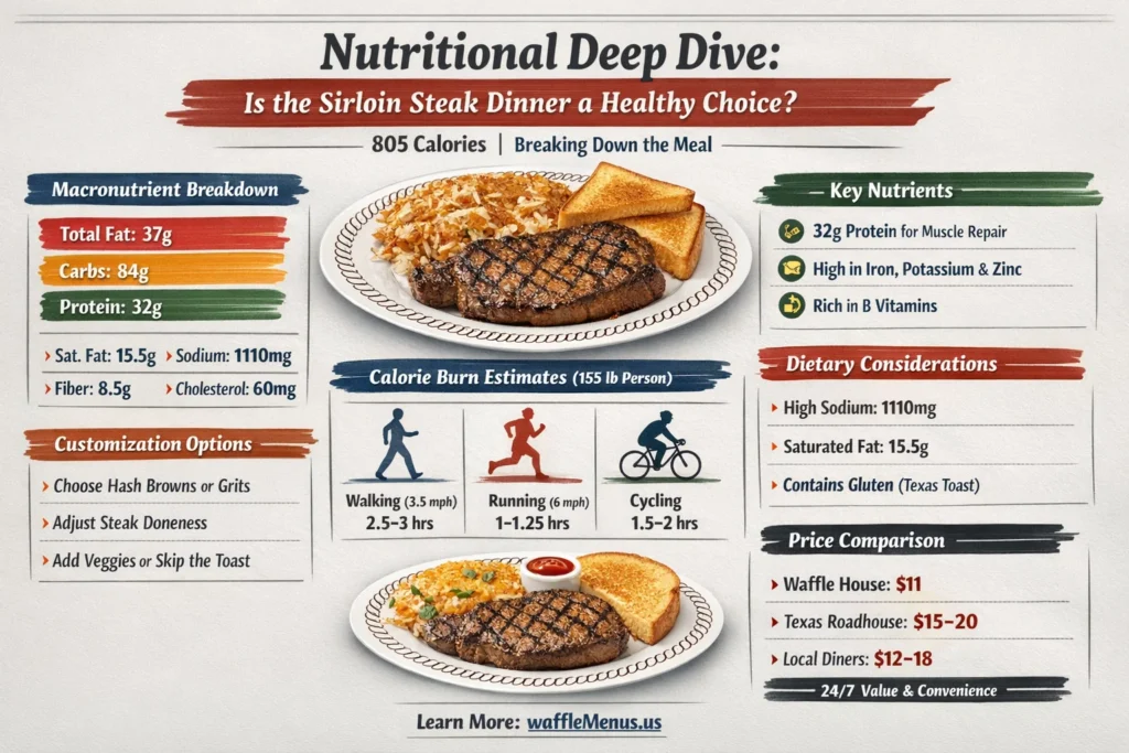 Sirloin Steak Dinner with calories and peices