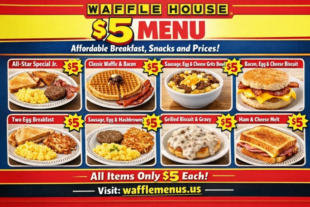 Waffle House $5 Menu Affordable Breakfast, Snacks and Prices 2026