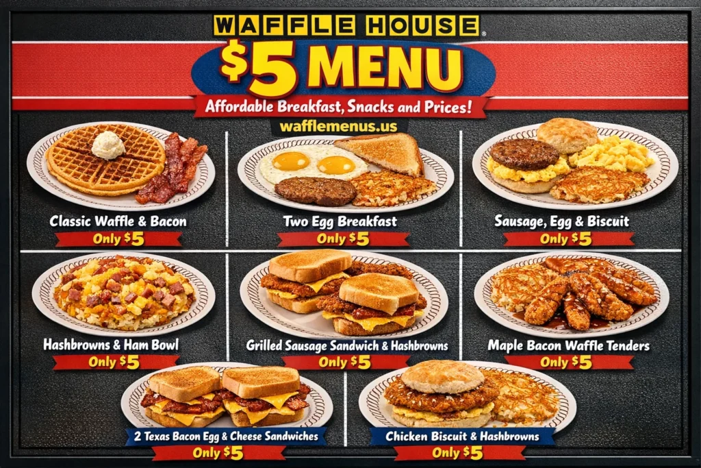 Waffle House $5 Menu Affordable Breakfast, Snacks and Prices 2026