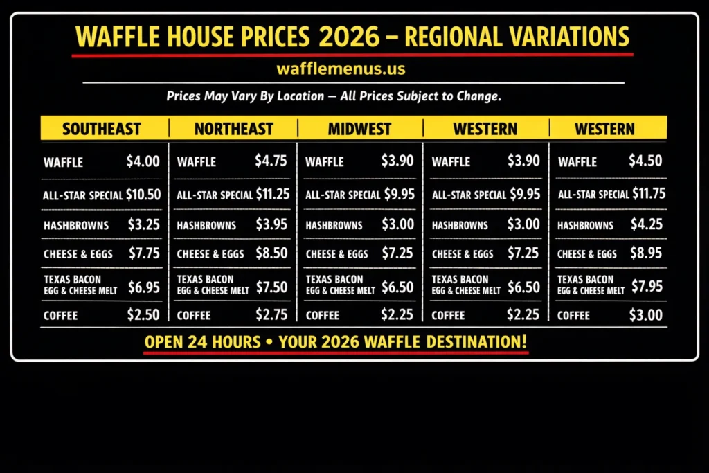 Waffle House Printable Menu in 2026