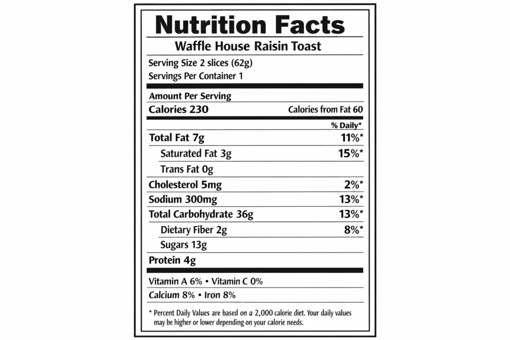 Waffle House raisin toast, Waffle House raisin toast price, Waffle House raisin toast calories, Waffle House raisin toast nutrition, Waffle House breakfast sides, Waffle House toast options