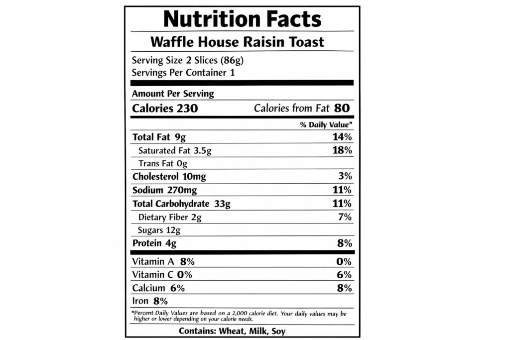 Waffle House raisin toast, Waffle House raisin toast price, Waffle House raisin toast calories, Waffle House raisin toast nutrition, Waffle House breakfast sides, Waffle House toast options