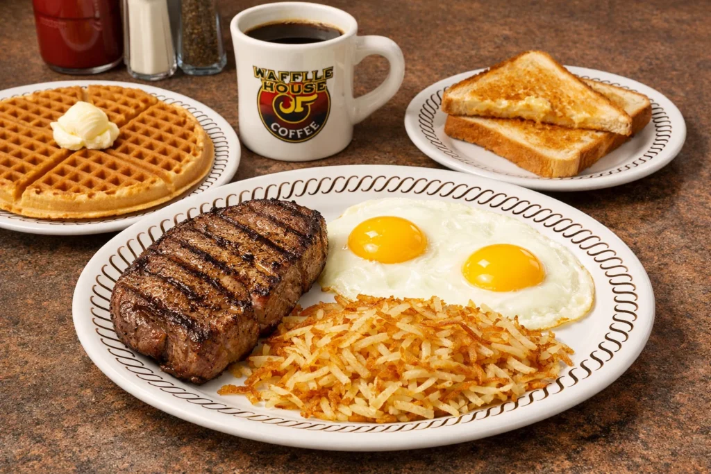Waffle House Sirloin And Egg Breakfast with Hashbrown