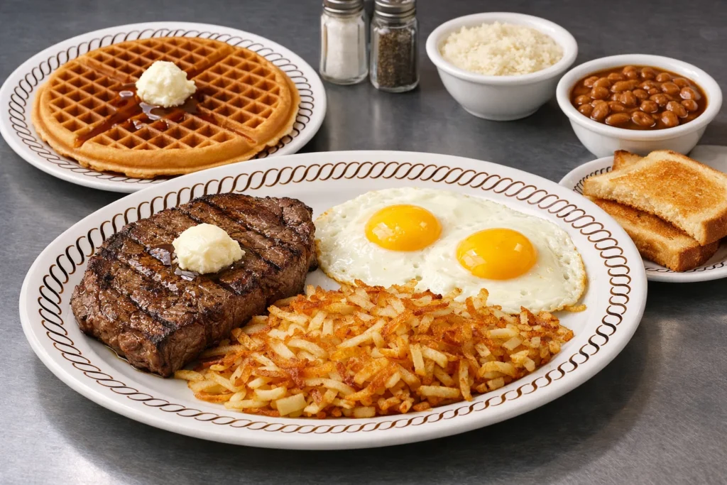 Waffle House Sirloin And Egg Breakfast with Hashbrown