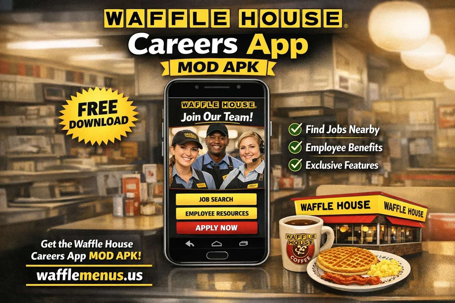 Waffle House App Mod Apk for Careers, Employees Job