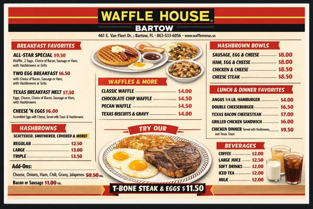 Waffle House Bartow Menu