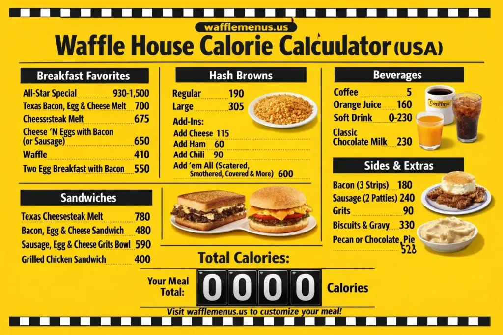 Waffle House Calorie Calculator Calories, Facts & Full Menu: wafflemenus.us