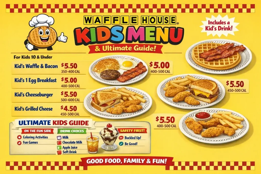Waffle House Kids Menu with Price, Calories USA