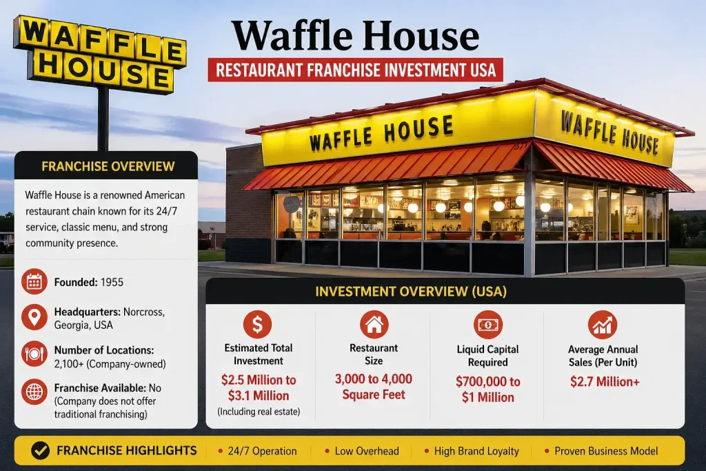 Waffle House Restaurant Franchise Investment USA