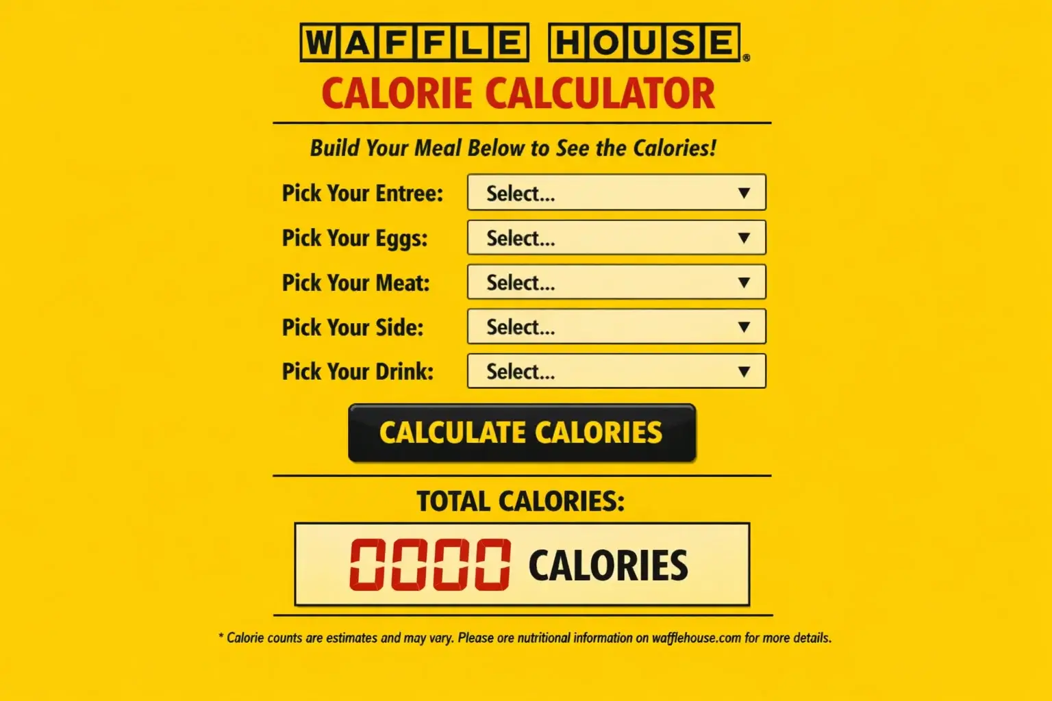 Waffle House USA Menu Calorie Calculator