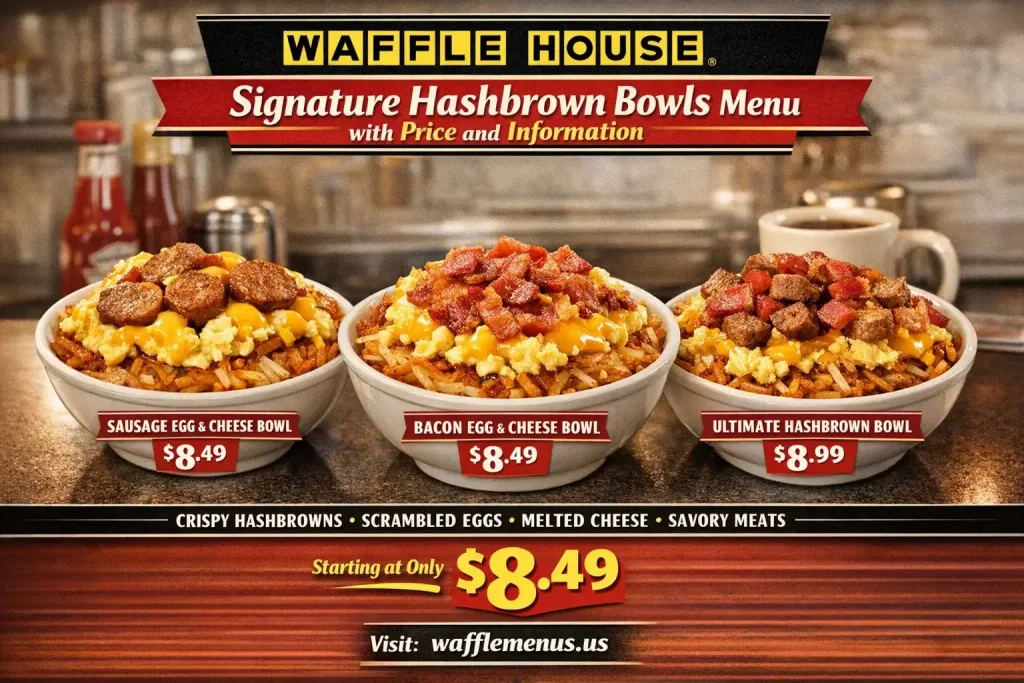 Waffle House Signature Hashbrown Menu Toppings, Bowls, Prices