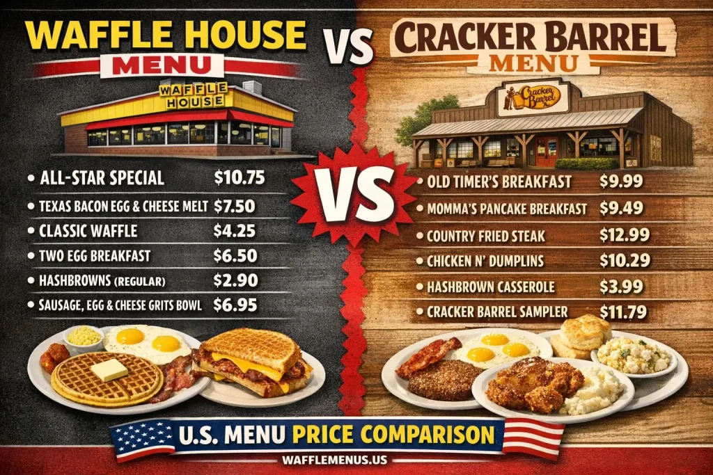 Waffle House vs Cracker Barrel Price Which Is Cheaper usa? (Fresh Comparison)