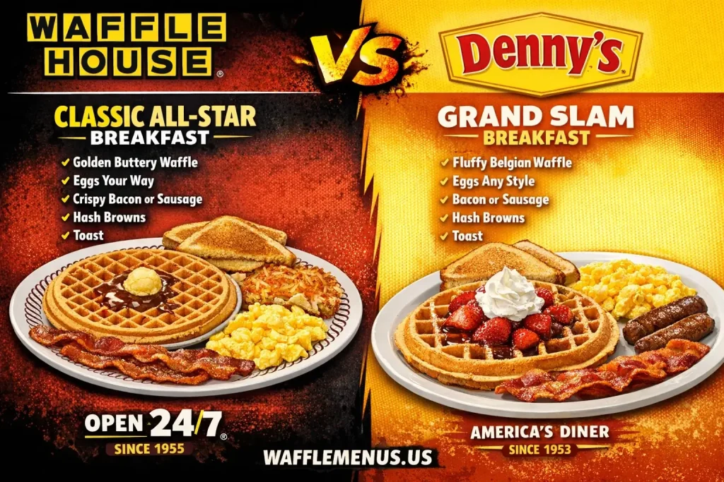 Waffle House vs Denny's Breakfast Quick Comparison  usa
