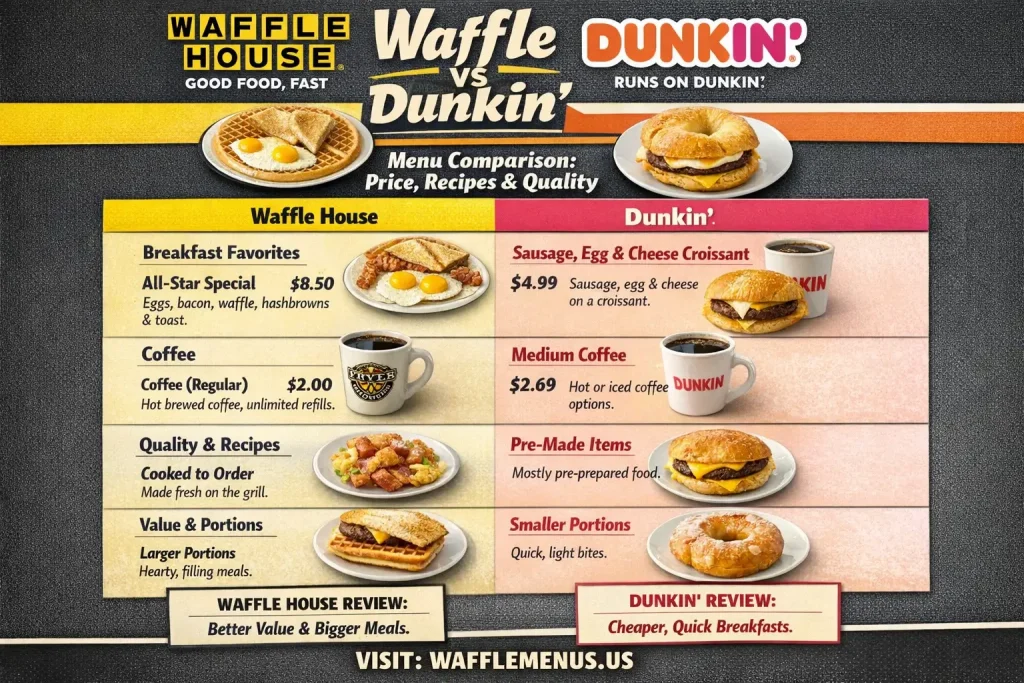 Waffle House vs Dunkin Menu Comparison Price Recipes and Quality