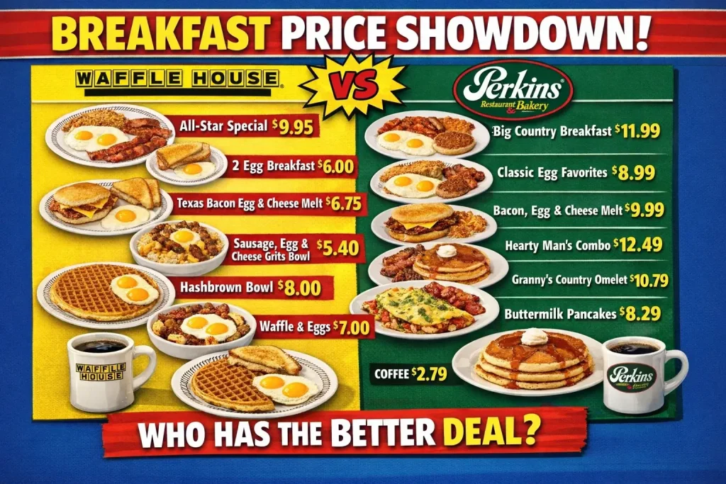 Waffle House vs Perkins Breakfast Prices
